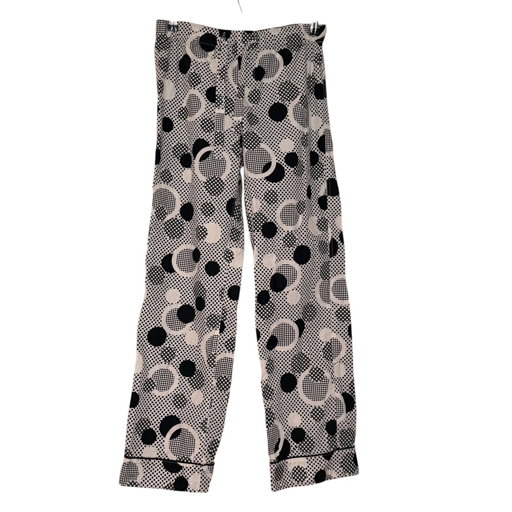 Trina Turk Small Black White Geometric Polka Dot Cotton Pajama Pants Lounge